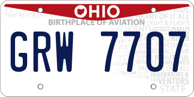 OH license plate GRW7707