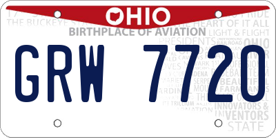 OH license plate GRW7720