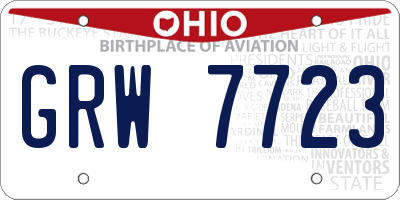 OH license plate GRW7723