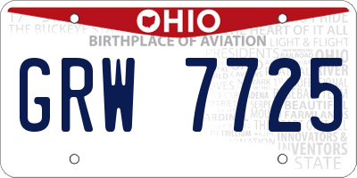 OH license plate GRW7725