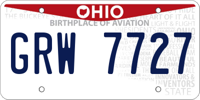 OH license plate GRW7727