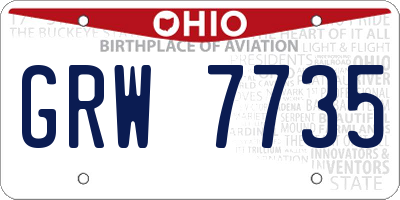 OH license plate GRW7735