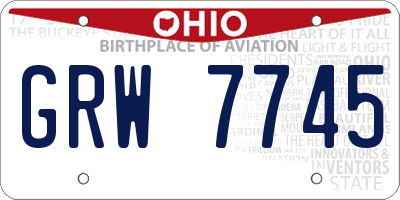 OH license plate GRW7745