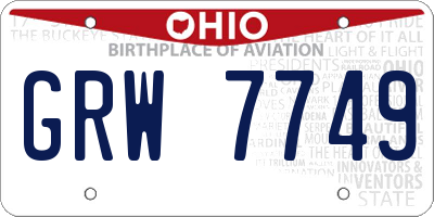 OH license plate GRW7749