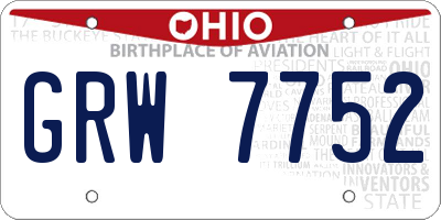 OH license plate GRW7752