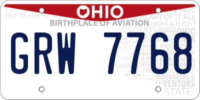 OH license plate GRW7768