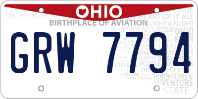OH license plate GRW7794
