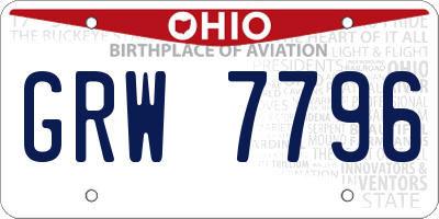 OH license plate GRW7796