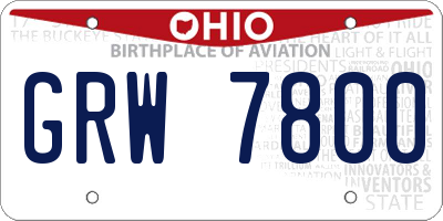 OH license plate GRW7800