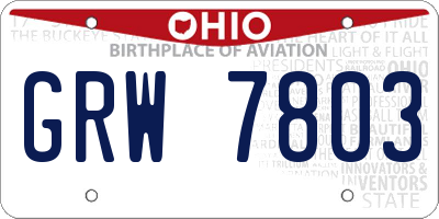 OH license plate GRW7803