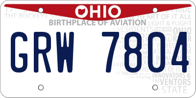 OH license plate GRW7804