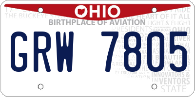 OH license plate GRW7805
