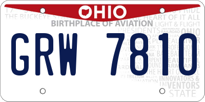 OH license plate GRW7810