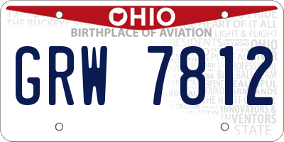 OH license plate GRW7812