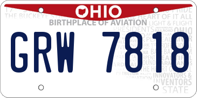 OH license plate GRW7818