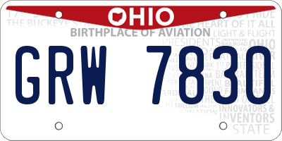 OH license plate GRW7830