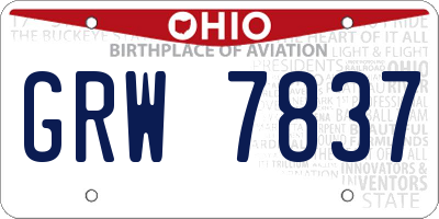 OH license plate GRW7837