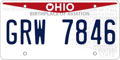 OH license plate GRW7846