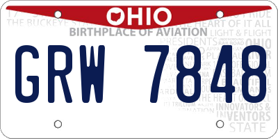 OH license plate GRW7848
