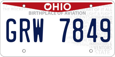 OH license plate GRW7849