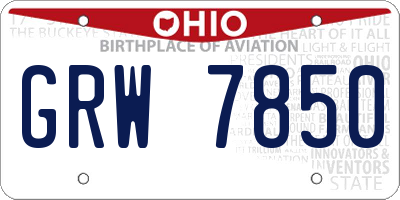 OH license plate GRW7850