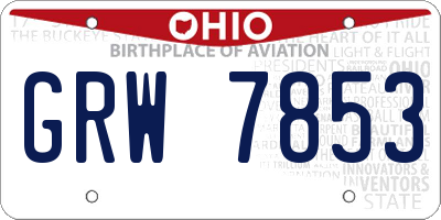 OH license plate GRW7853