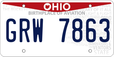 OH license plate GRW7863
