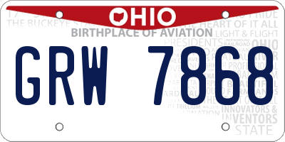OH license plate GRW7868