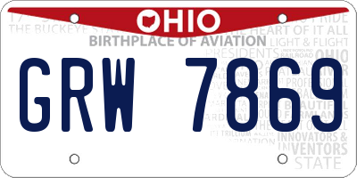OH license plate GRW7869