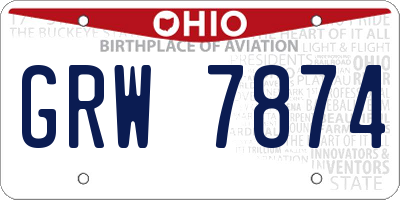 OH license plate GRW7874