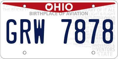 OH license plate GRW7878