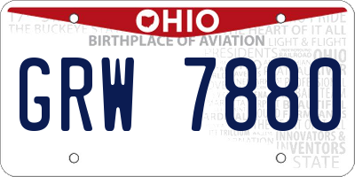 OH license plate GRW7880