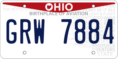 OH license plate GRW7884