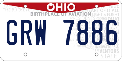 OH license plate GRW7886
