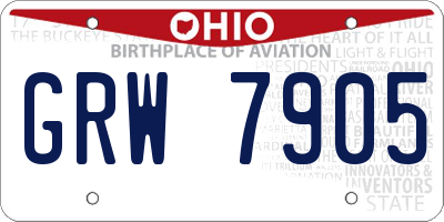 OH license plate GRW7905