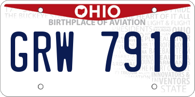 OH license plate GRW7910
