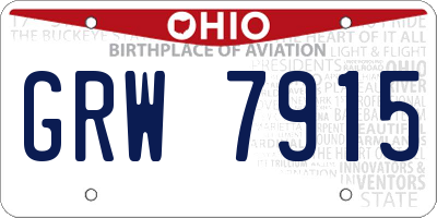 OH license plate GRW7915
