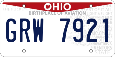 OH license plate GRW7921