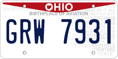 OH license plate GRW7931