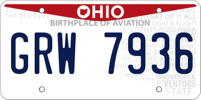 OH license plate GRW7936
