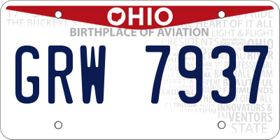 OH license plate GRW7937