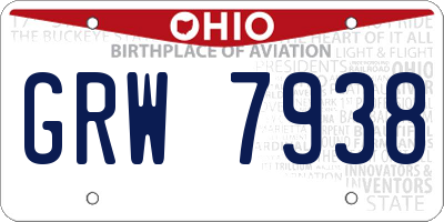 OH license plate GRW7938