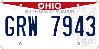 OH license plate GRW7943
