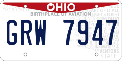 OH license plate GRW7947
