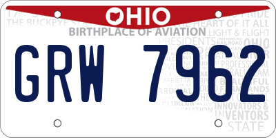 OH license plate GRW7962