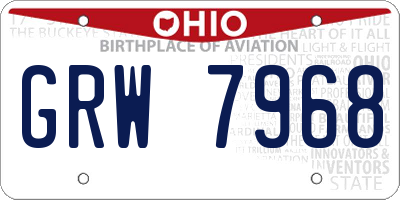 OH license plate GRW7968