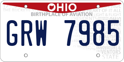 OH license plate GRW7985