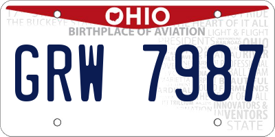 OH license plate GRW7987
