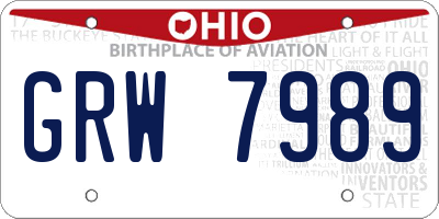 OH license plate GRW7989