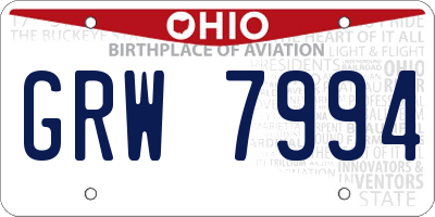 OH license plate GRW7994